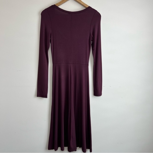 NWT Aritzia Wilfred Burgundy Long Sleeve Midi Scoop neck A line Dress size xs - Picture 3 of 6